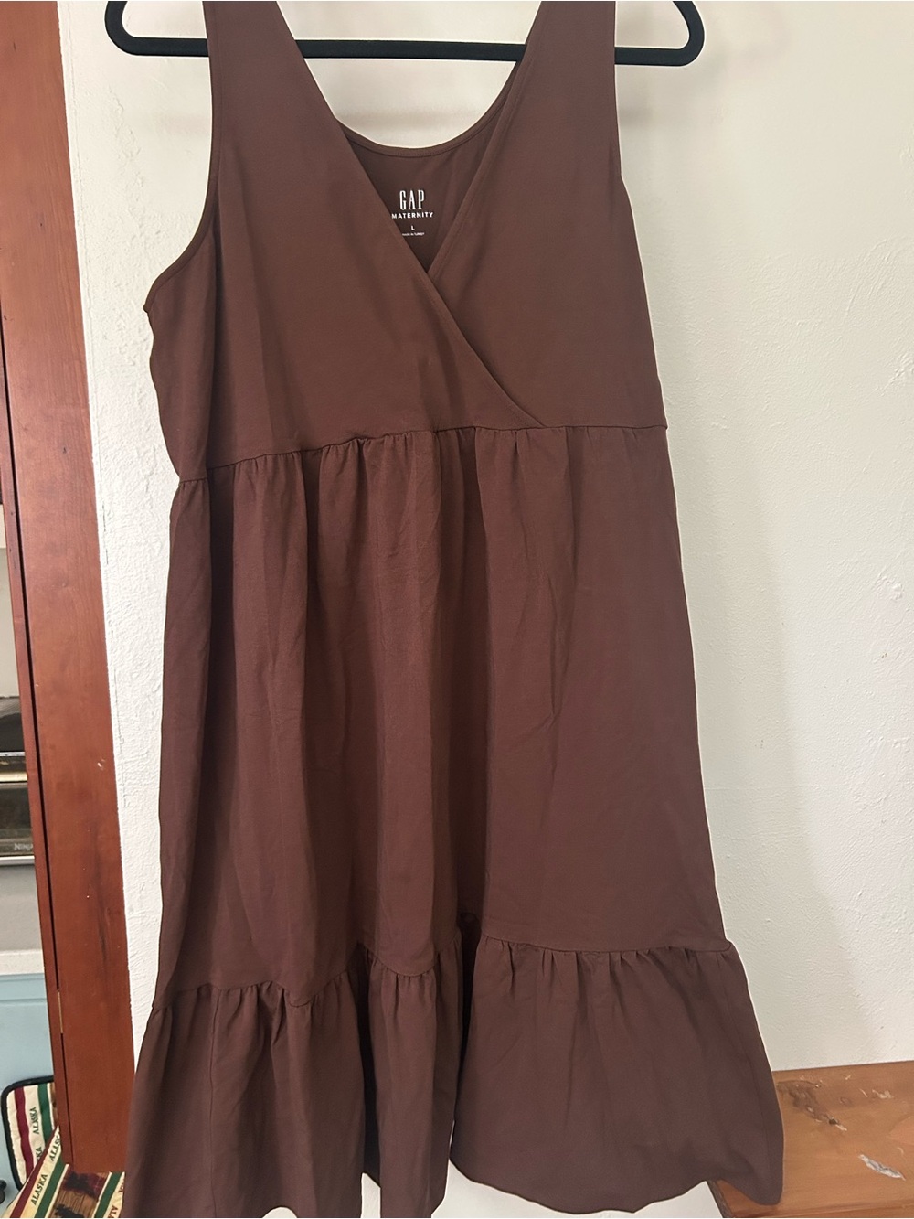 GAP maternity Brown Sleeveless Tiered V-Neck Dress